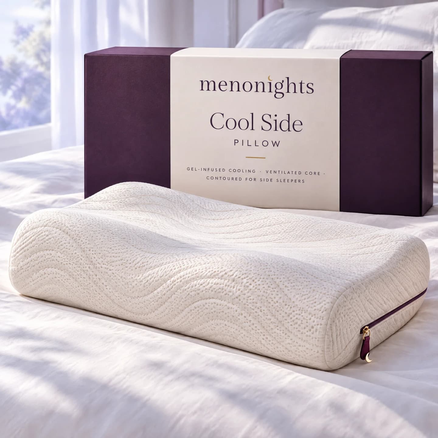 Cool Side Pillow by MenoNights with its box Cool Side Pillow by MenoNights with its box